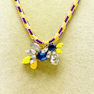 Crewcuts by J. Crew Girls Yellow and Purple Robe Necklace with Crystal Pendant